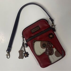 Chala Red Crossbody Bag with Dog Design